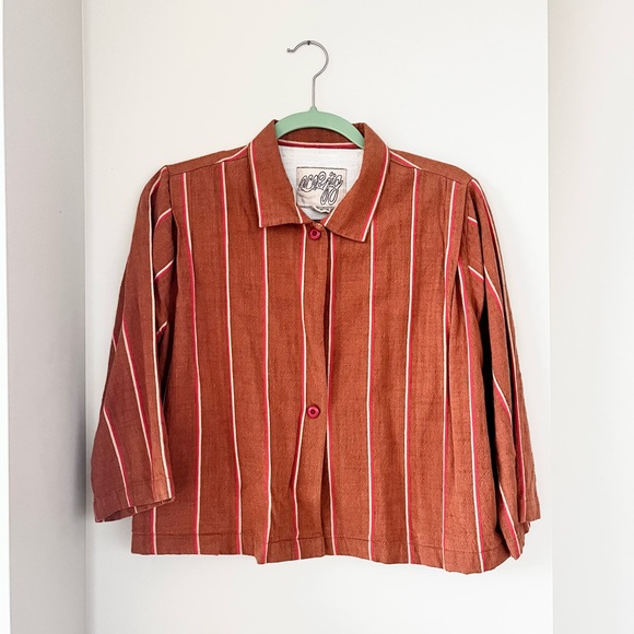 Ace & Jig Tops - Ace & Jig Quarter Sleeve Top in Cognac Fabric size Medium